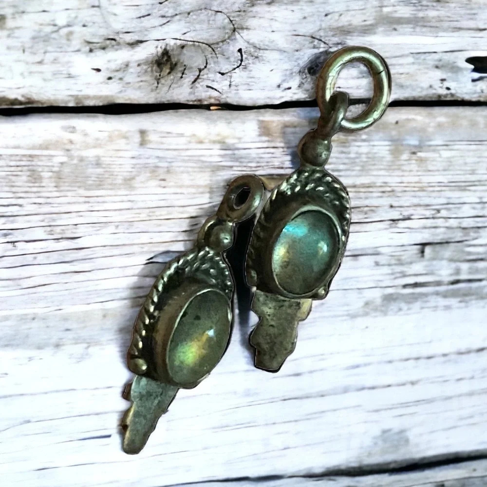 2 Labradorite Findings Charms Pendants Moonstone Sterling Silver - Picture 2 of 3